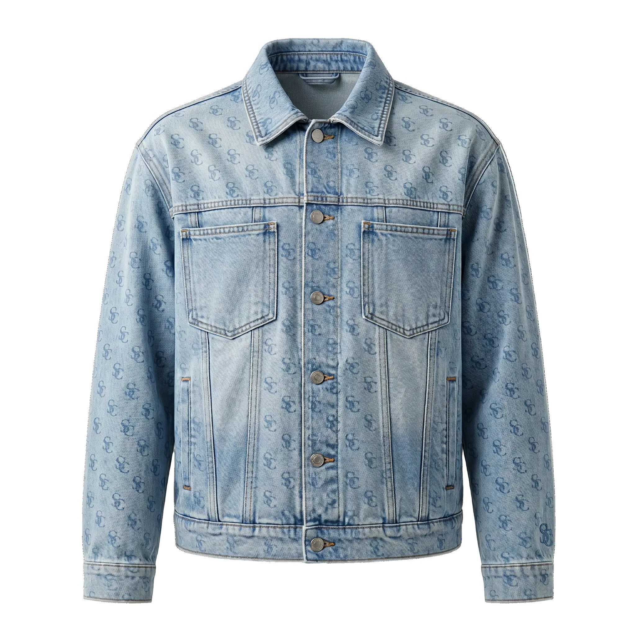 Men Denim Monogram Jacket
