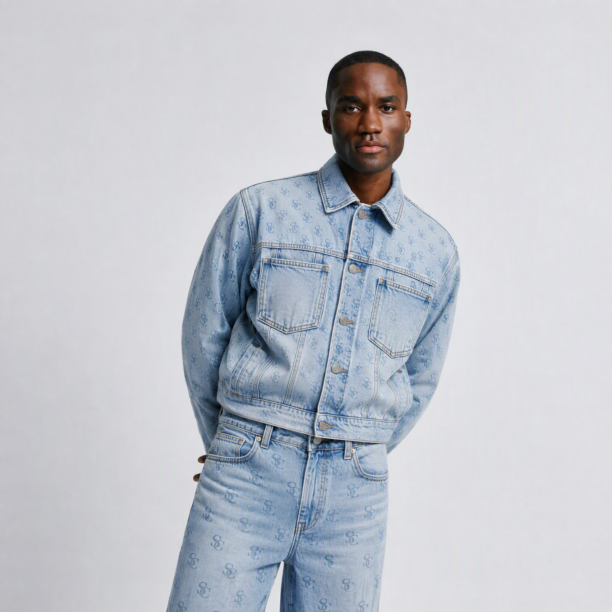 Men Denim Monogram Jacket