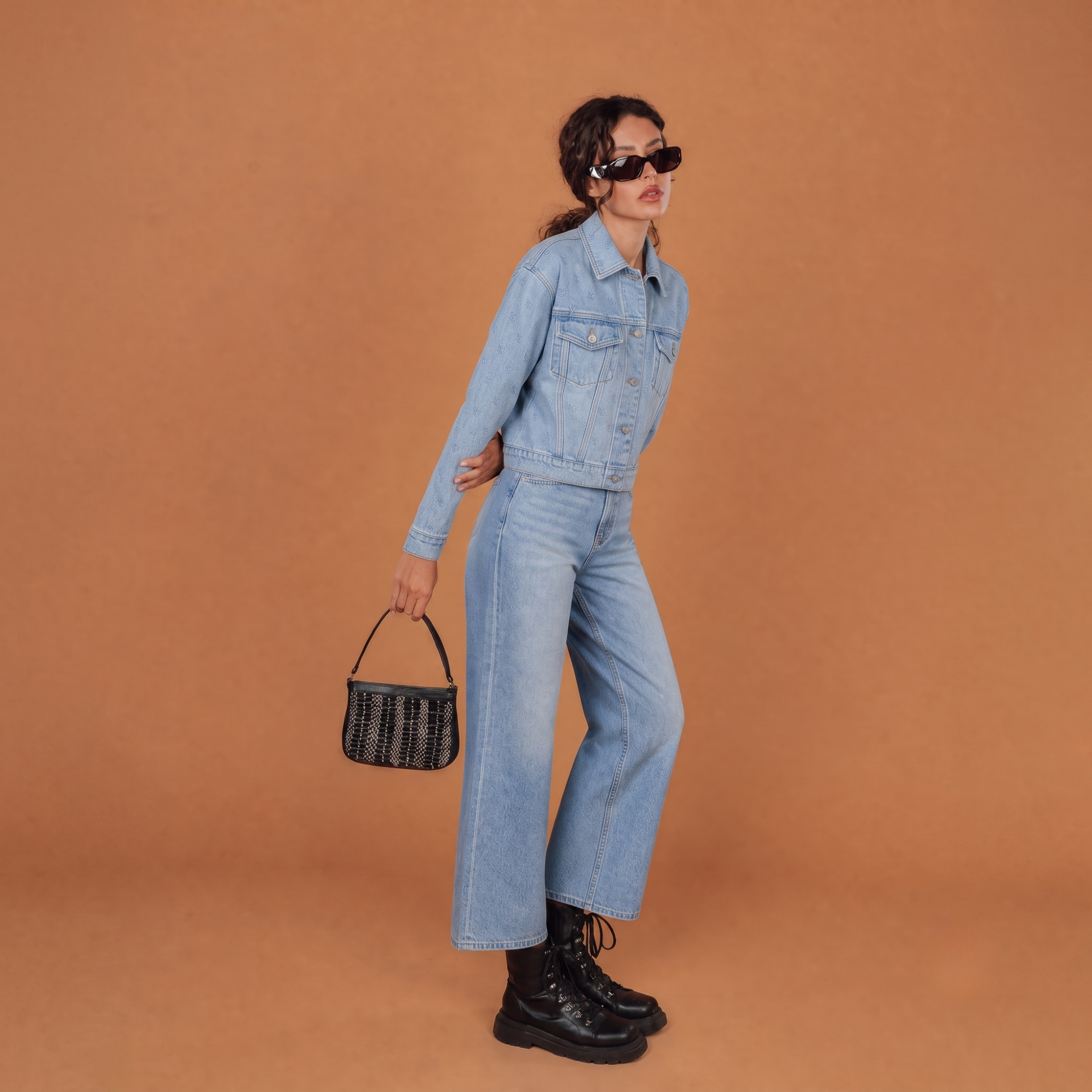 Women Denim Monogram Jacket